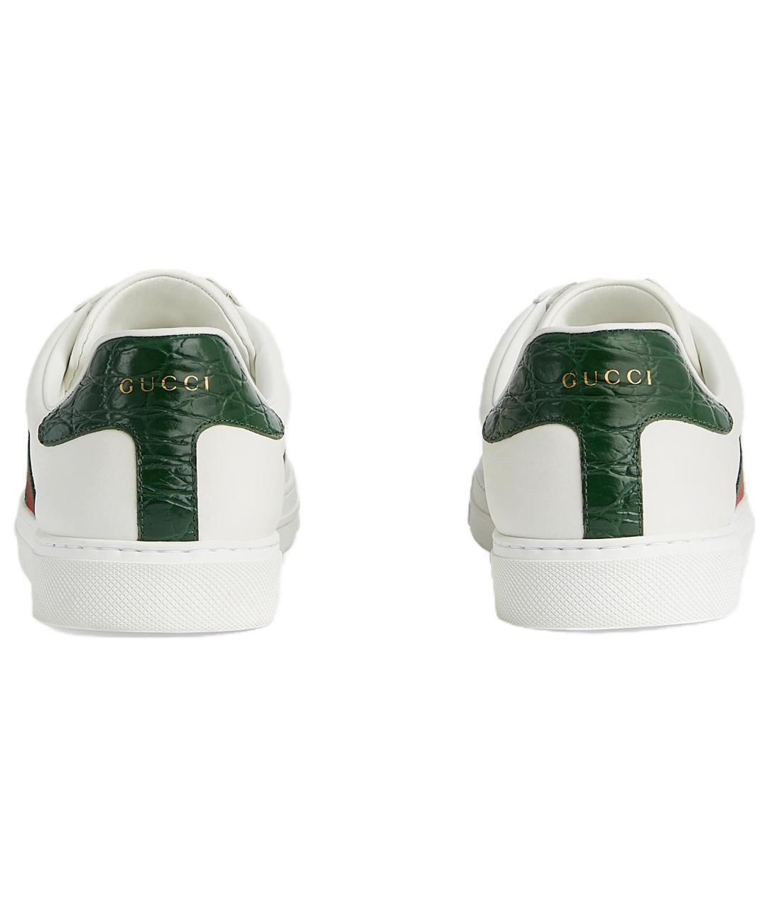 GUCCI Белые кожаные низкие кроссовки / кеды, фото 4