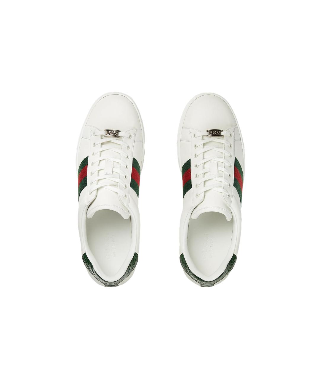 GUCCI Белые кожаные низкие кроссовки / кеды, фото 3