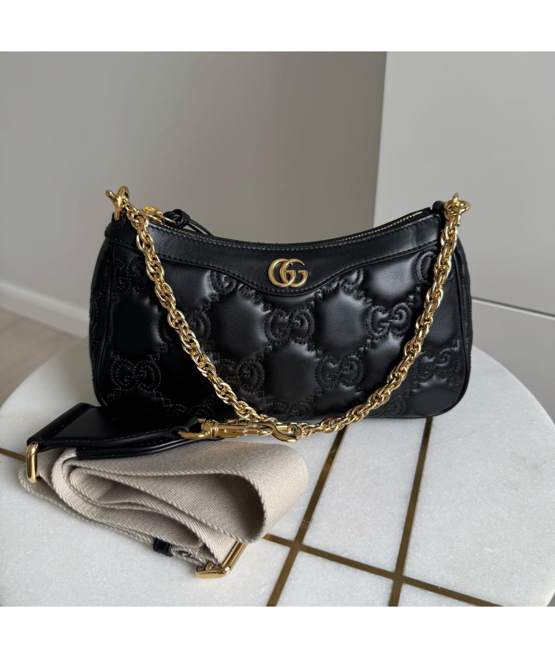 GUCCI Черная кожаная сумка через плечо, фото 2