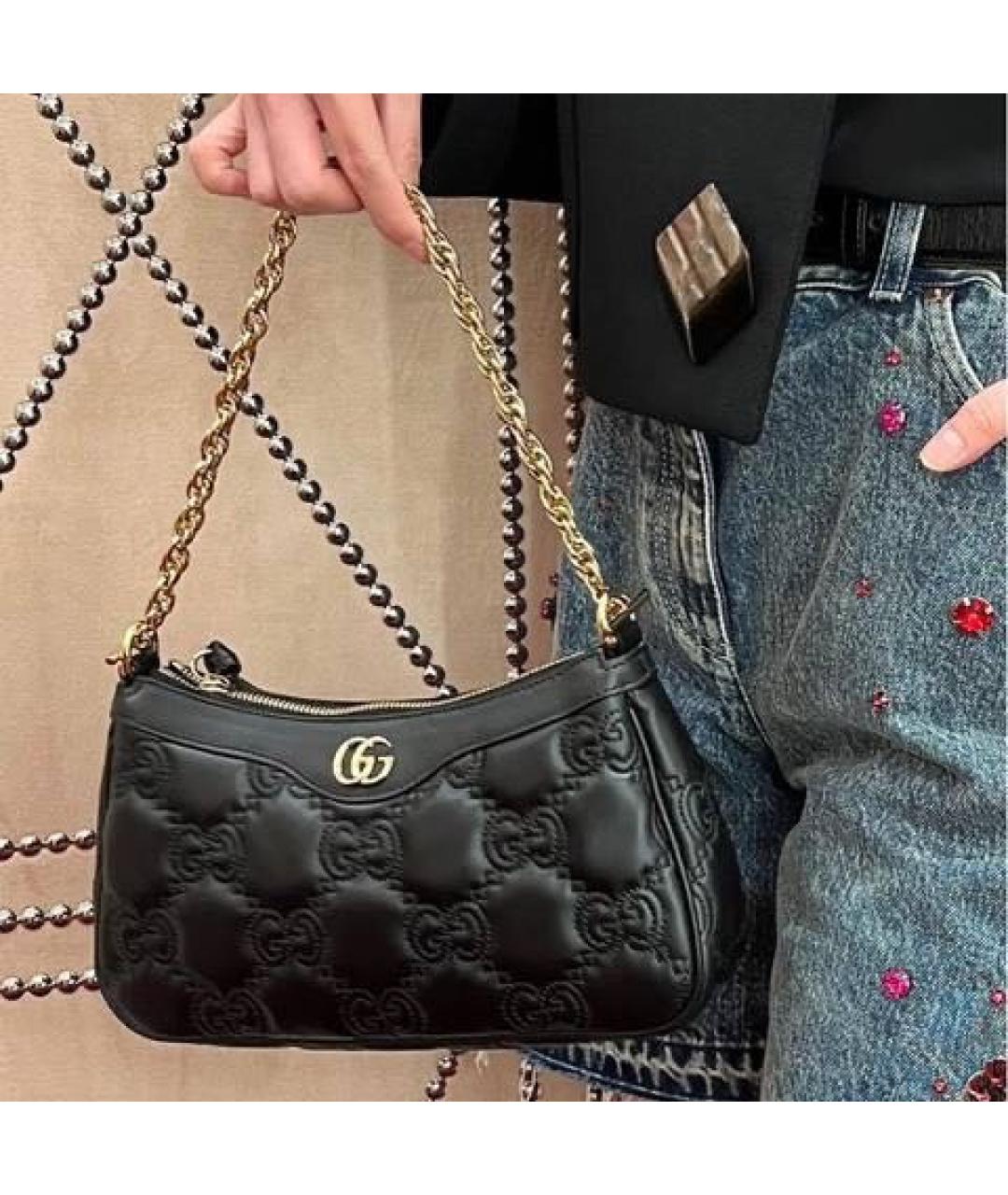 GUCCI Черная кожаная сумка через плечо, фото 8