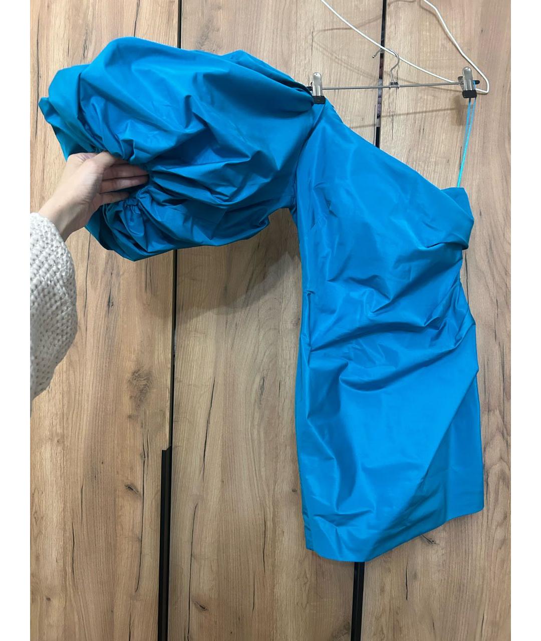 PINKO Синее полиэстеровое вечернее платье, фото 7