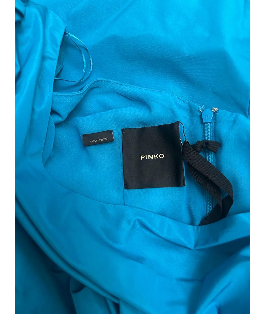 PINKO Синее полиэстеровое вечернее платье, фото 4