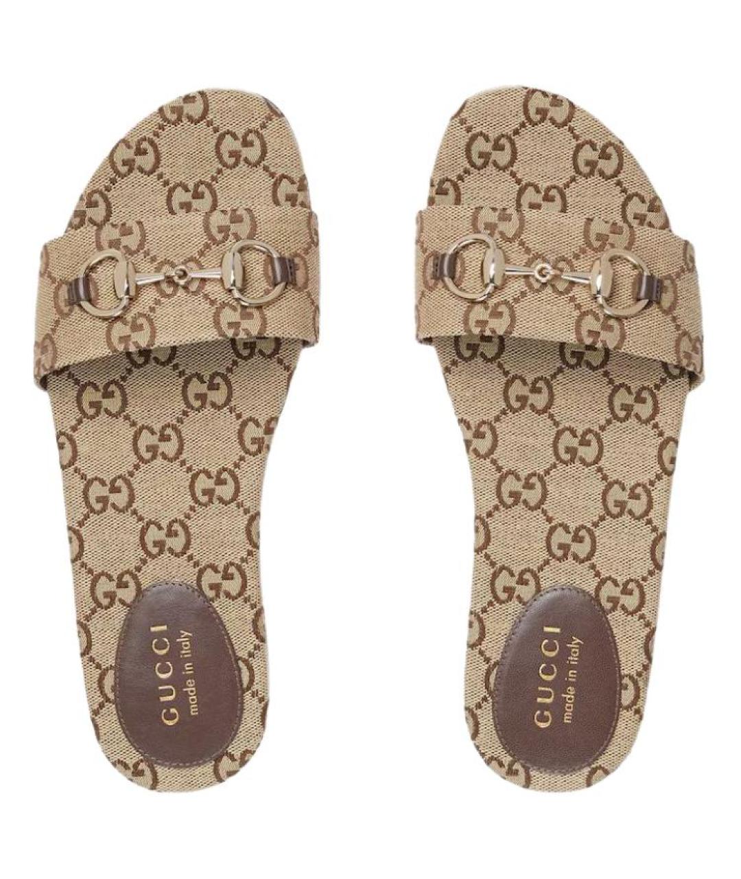 GUCCI Бежевые шлепанцы, фото 4