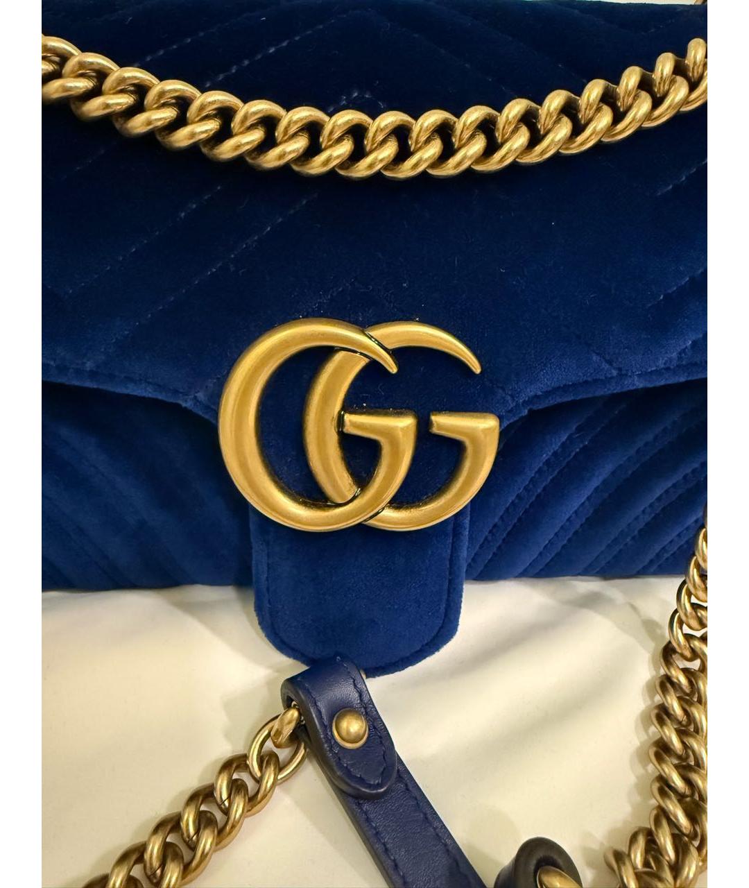 GUCCI Темно-синяя бархатная сумка через плечо, фото 4