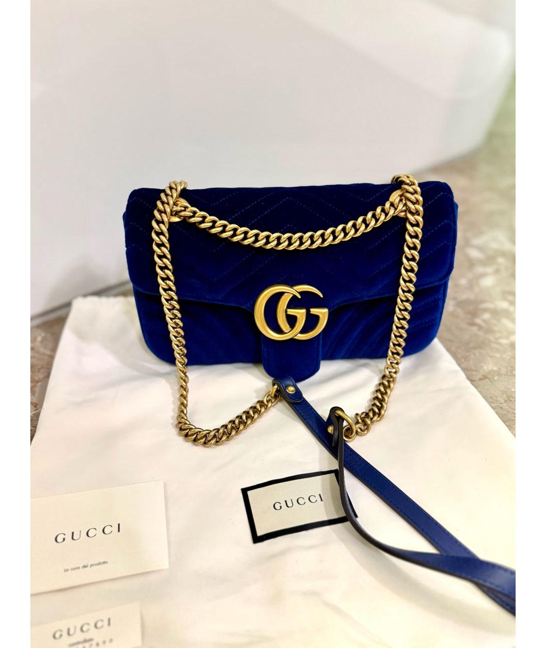 GUCCI Темно-синяя бархатная сумка через плечо, фото 2