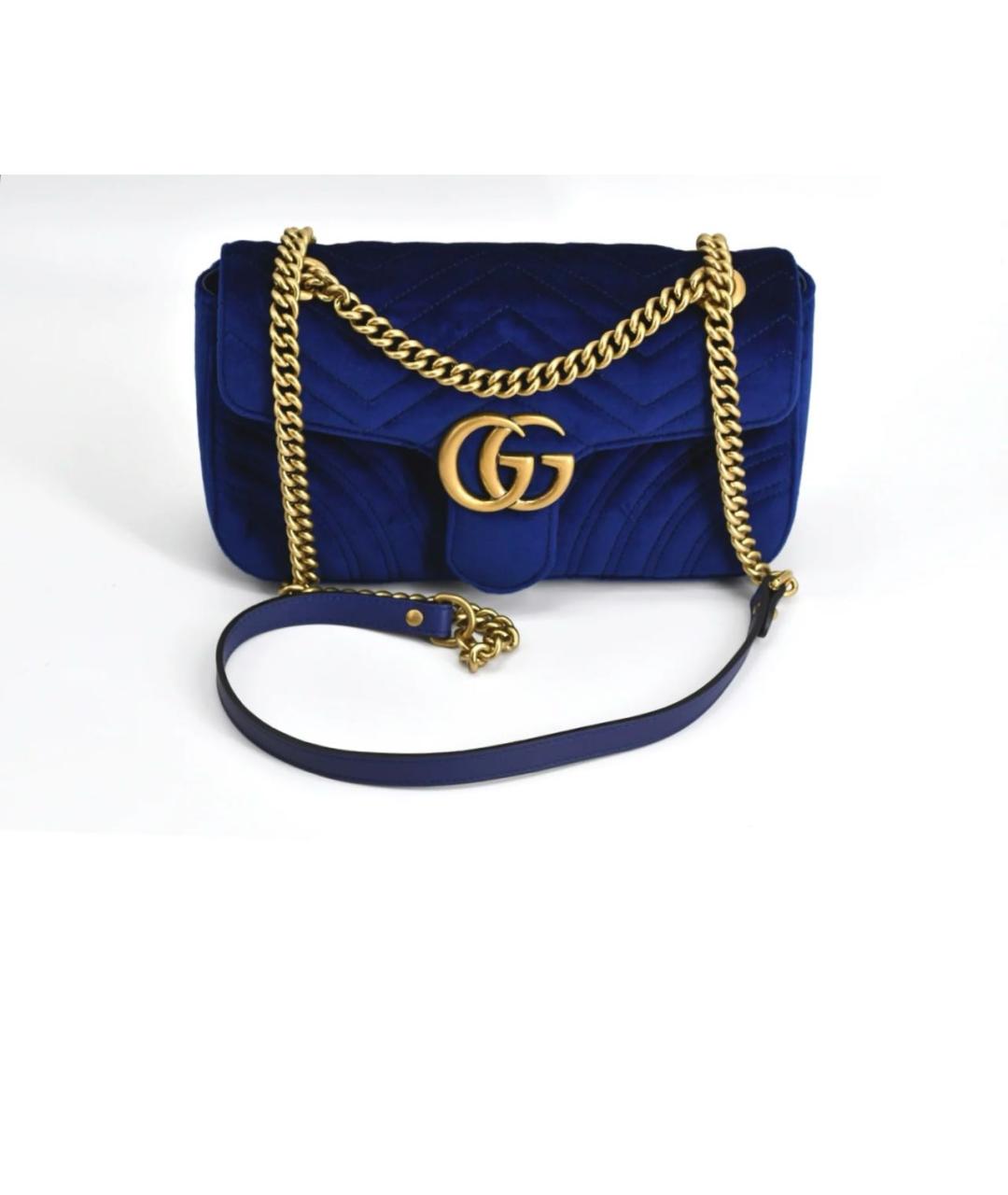 GUCCI Темно-синяя бархатная сумка через плечо, фото 9