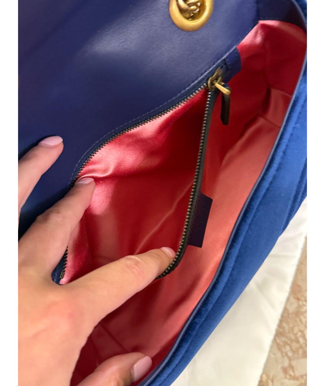 GUCCI Темно-синяя бархатная сумка через плечо, фото 8