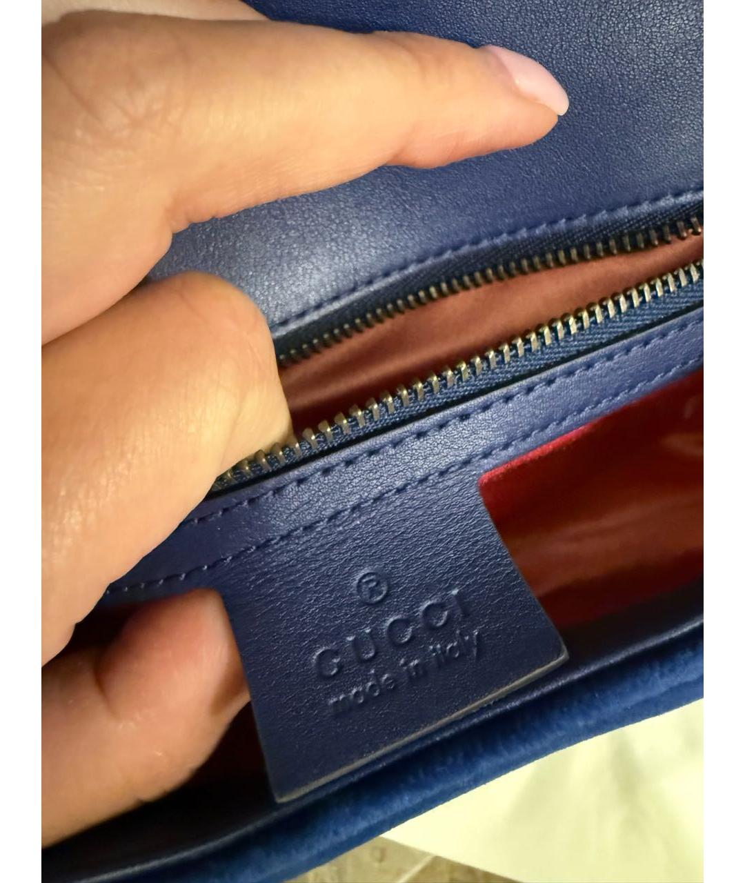 GUCCI Темно-синяя бархатная сумка через плечо, фото 6