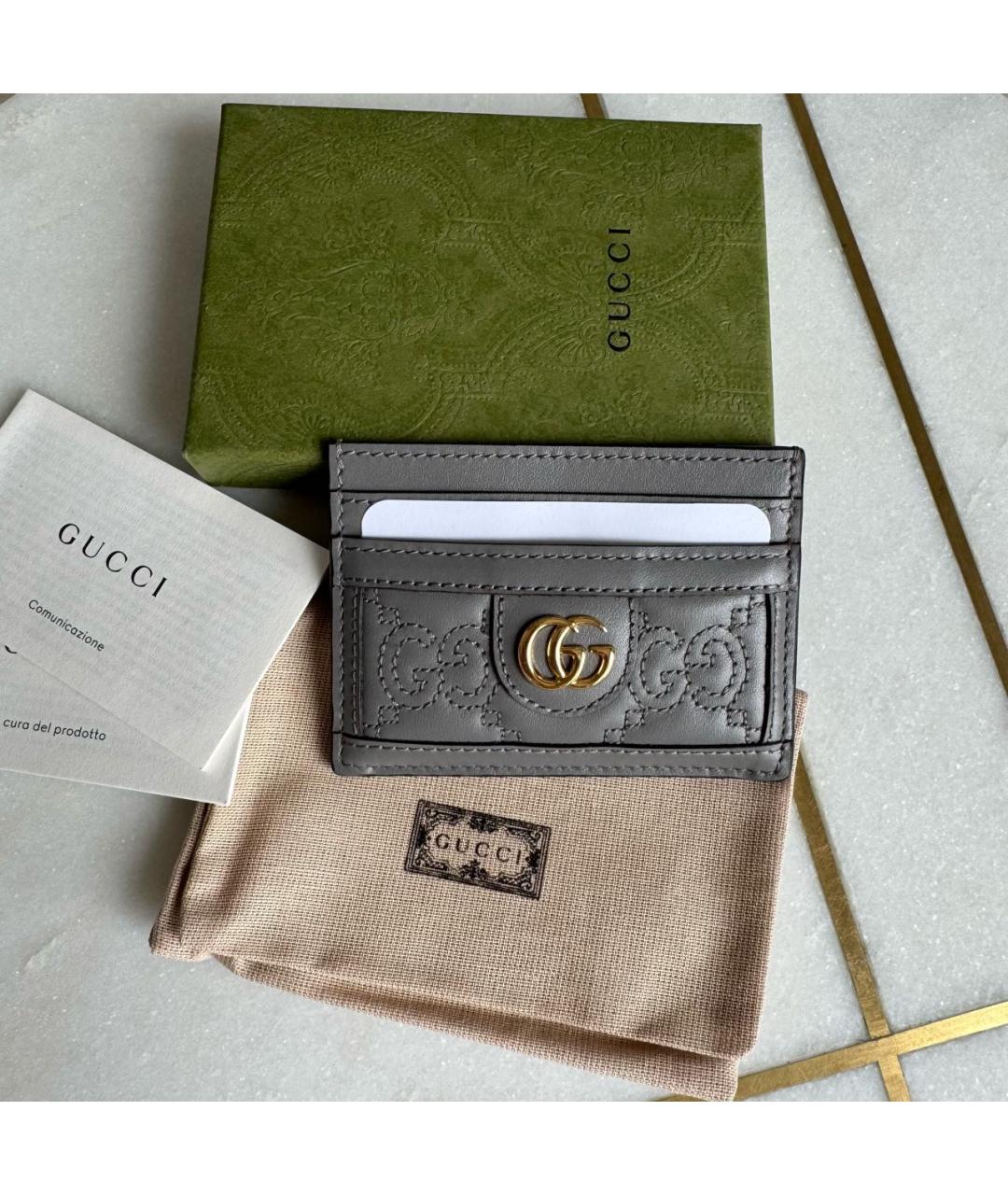 GUCCI Антрацитовый кожаный кардхолдер, фото 7