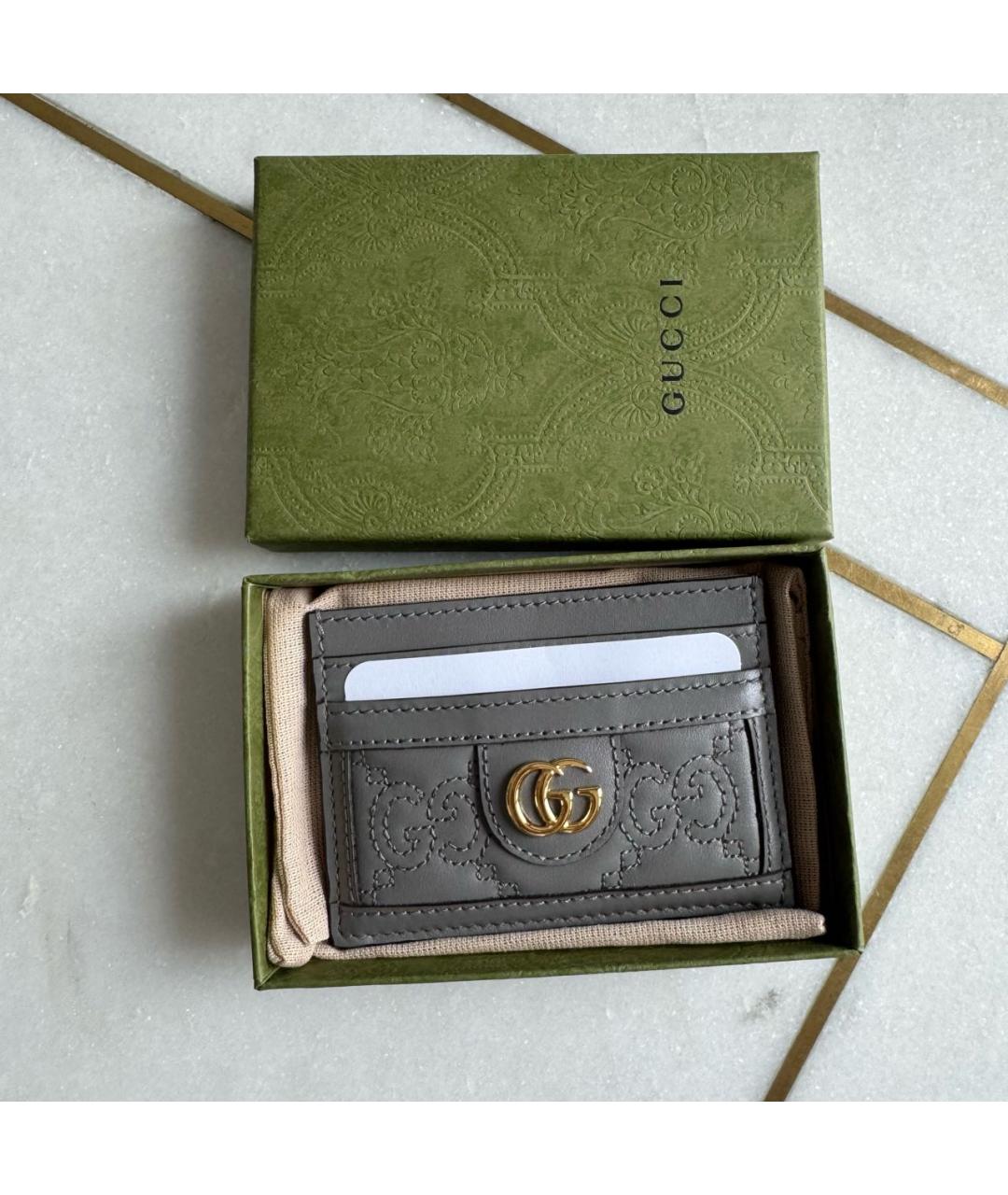 GUCCI Антрацитовый кожаный кардхолдер, фото 6