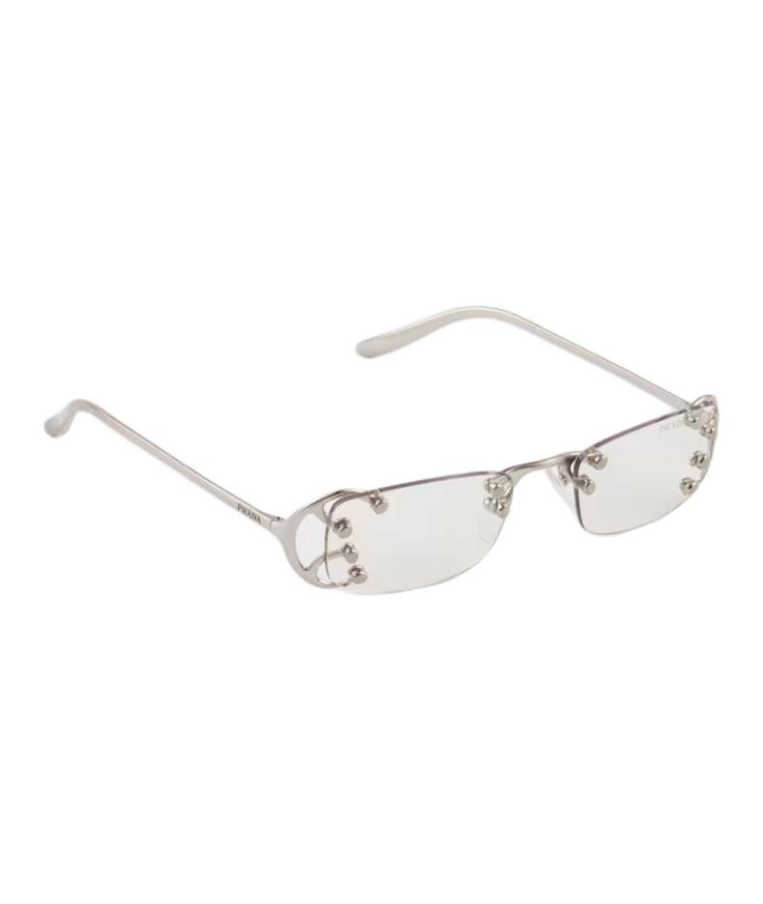 PRADA Серебряные металлические солнцезащитные очки, фото 2