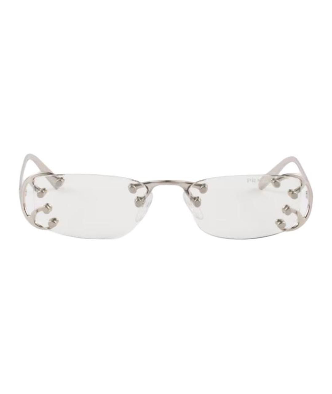 PRADA Серебряные металлические солнцезащитные очки, фото 1