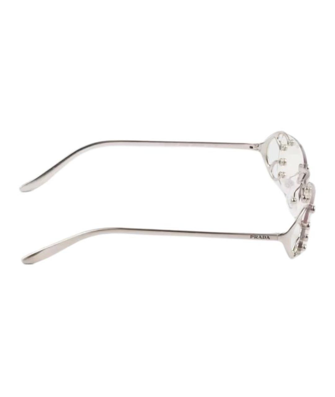 PRADA Серебряные металлические солнцезащитные очки, фото 3