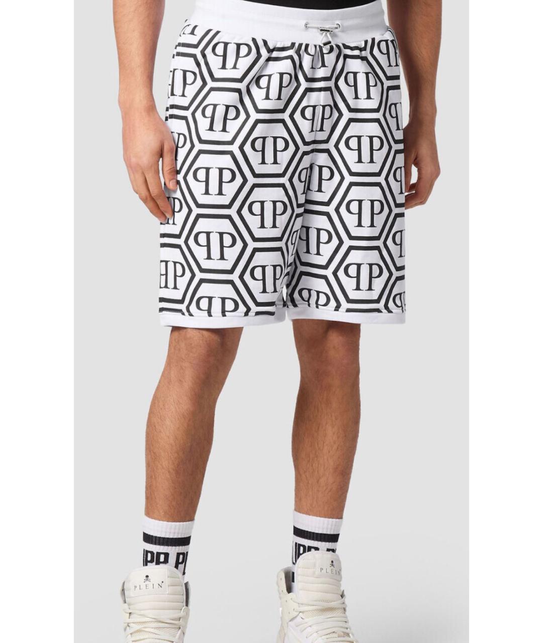 PHILIPP PLEIN Белые хлопко-эластановые шорты, фото 5