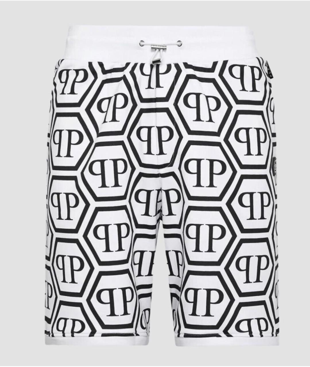 PHILIPP PLEIN Белые хлопко-эластановые шорты, фото 9