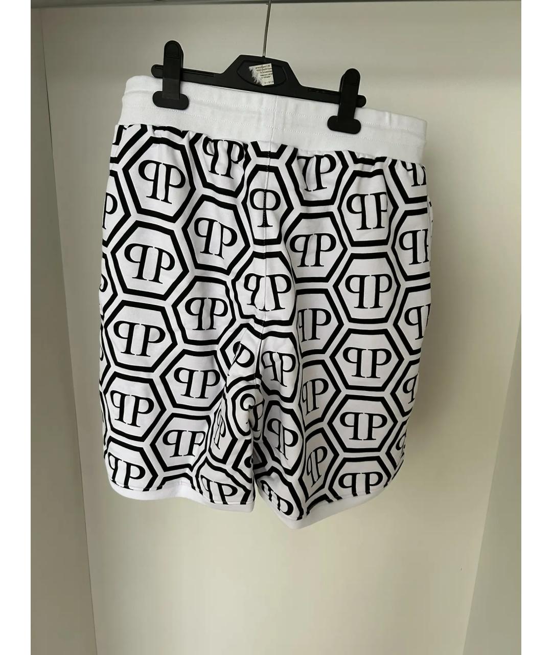 PHILIPP PLEIN Белые хлопко-эластановые шорты, фото 2