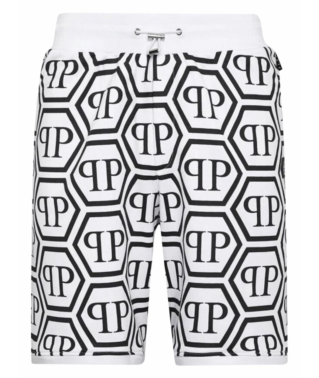 PHILIPP PLEIN Белые хлопко-эластановые шорты, фото 1