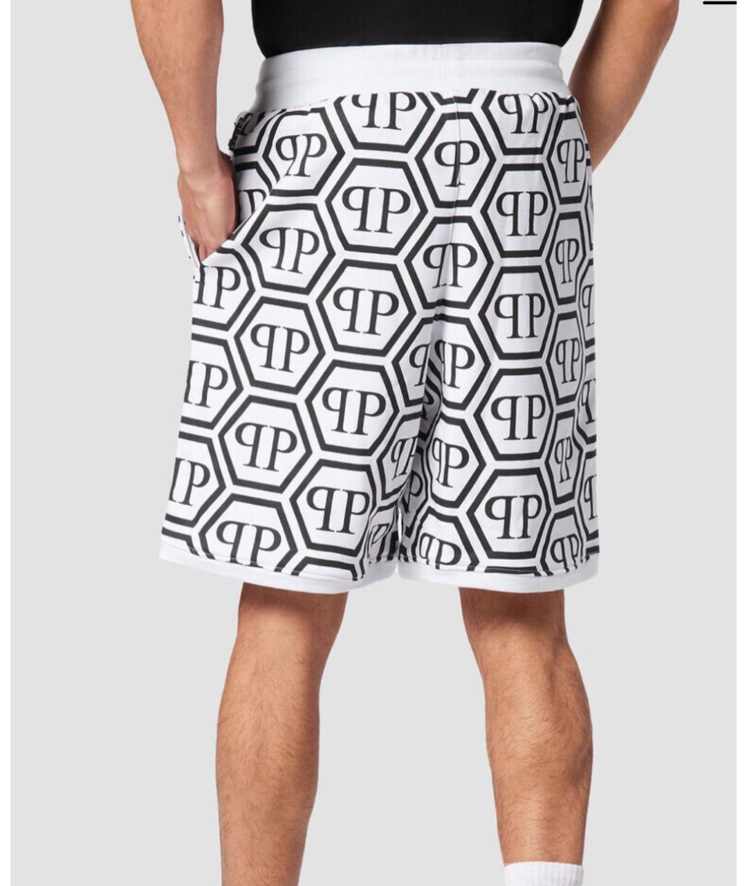 PHILIPP PLEIN Белые хлопко-эластановые шорты, фото 6