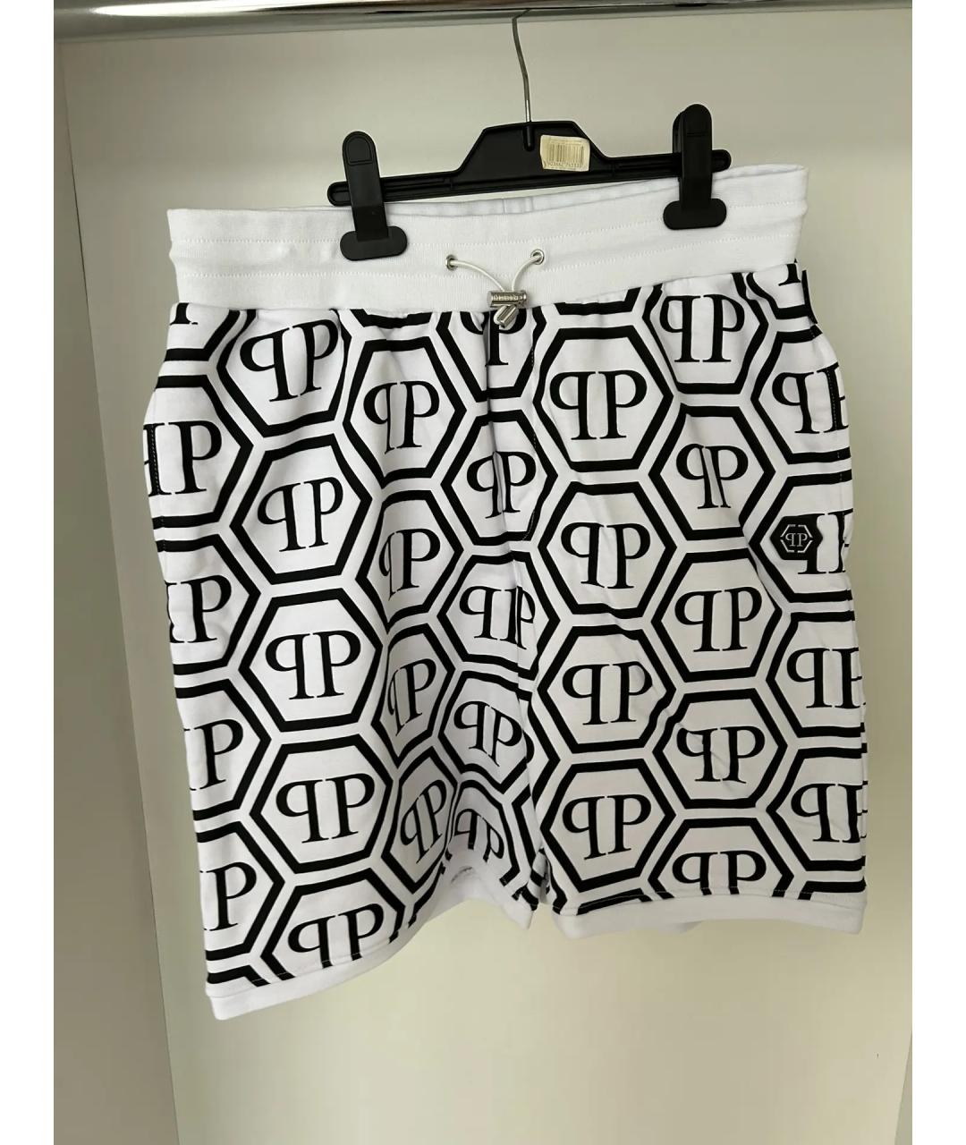 PHILIPP PLEIN Белые хлопко-эластановые шорты, фото 7