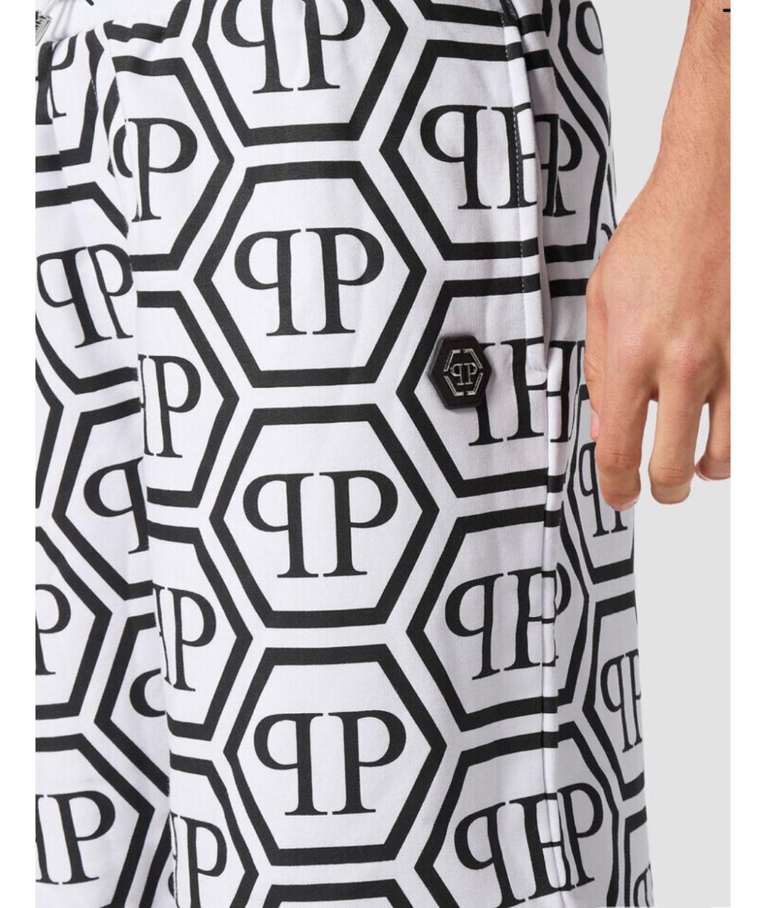 PHILIPP PLEIN Белые хлопко-эластановые шорты, фото 4