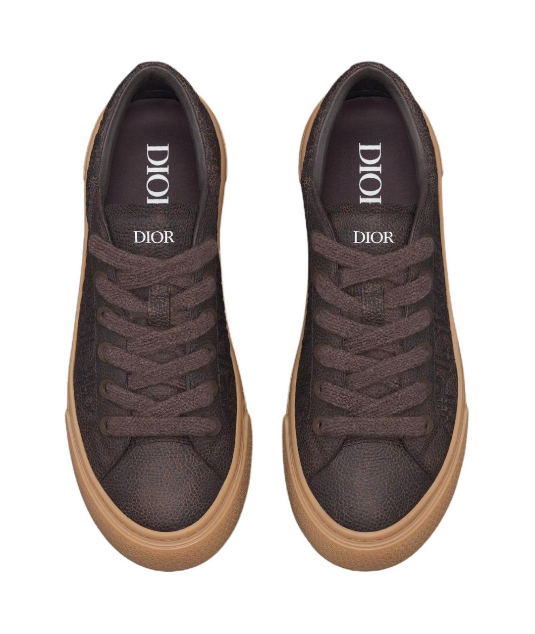 CHRISTIAN DIOR Коричневые кожаные низкие кроссовки / кеды, фото 5