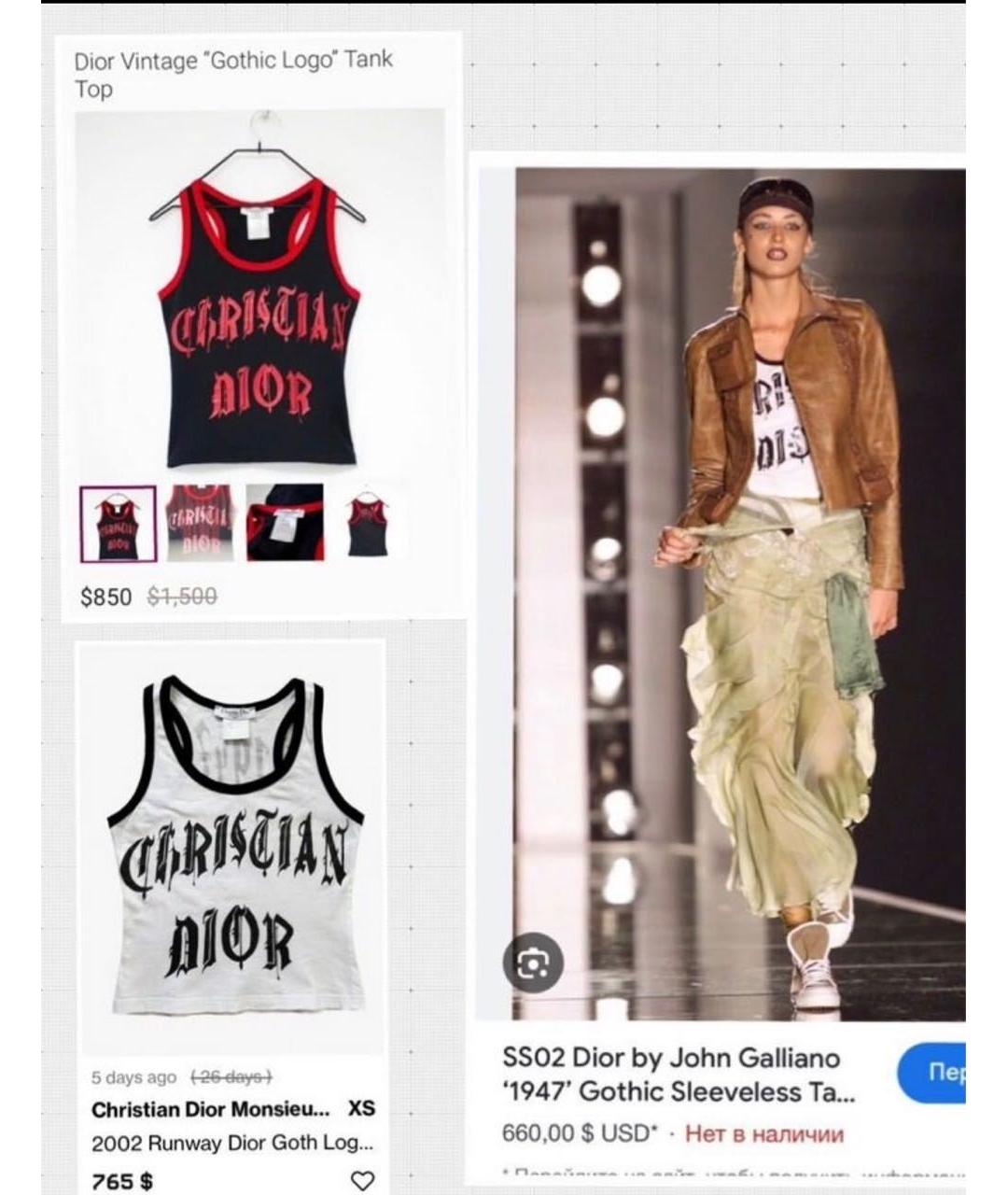 CHRISTIAN DIOR Черная хлопковая майка, фото 5