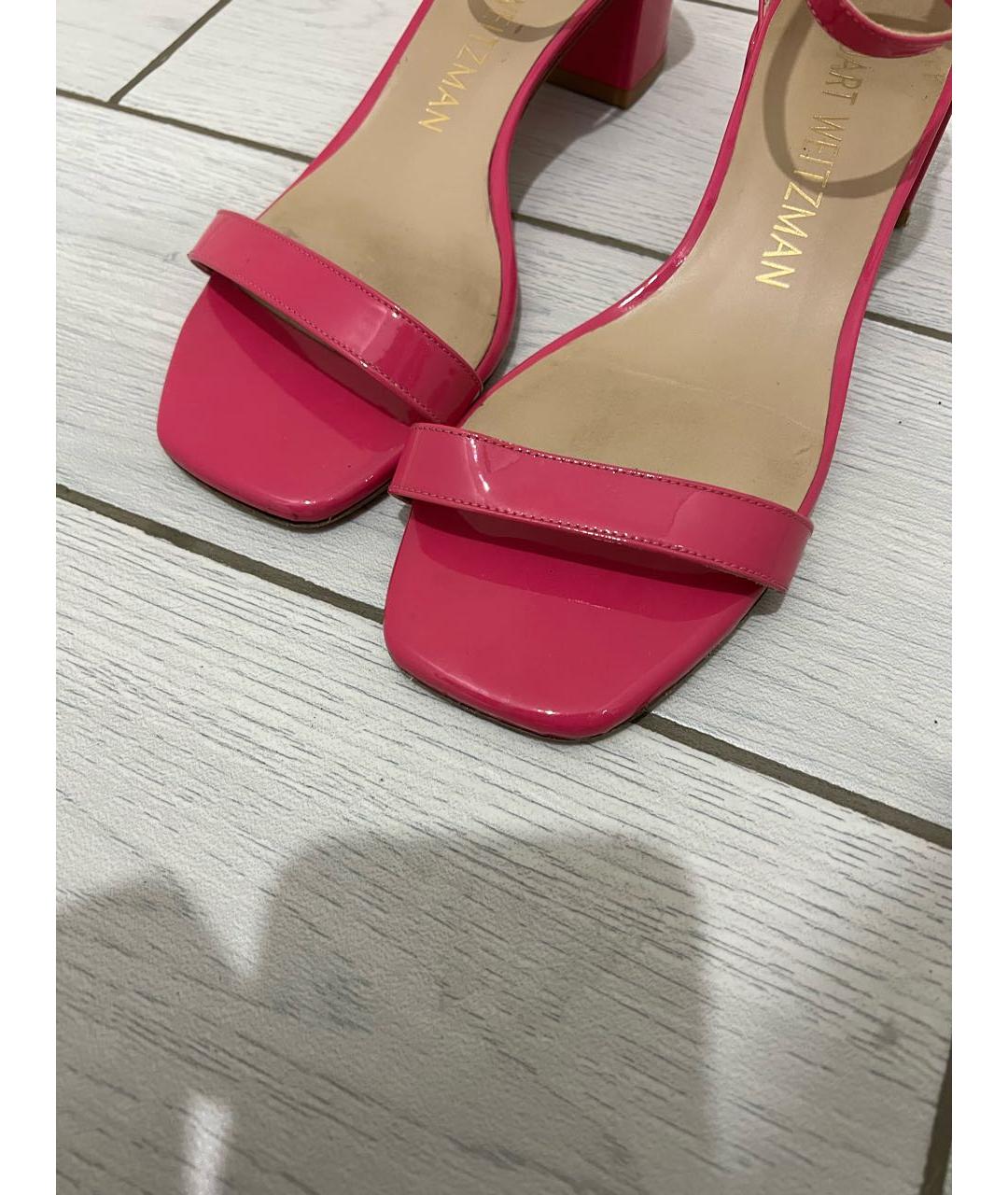 STUART WEITZMAN Розовые босоножки из лакированной кожи, фото 8