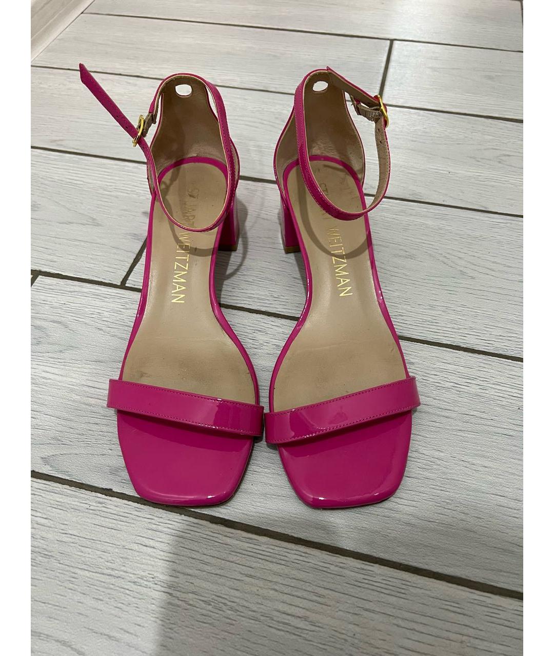 STUART WEITZMAN Розовые босоножки из лакированной кожи, фото 2