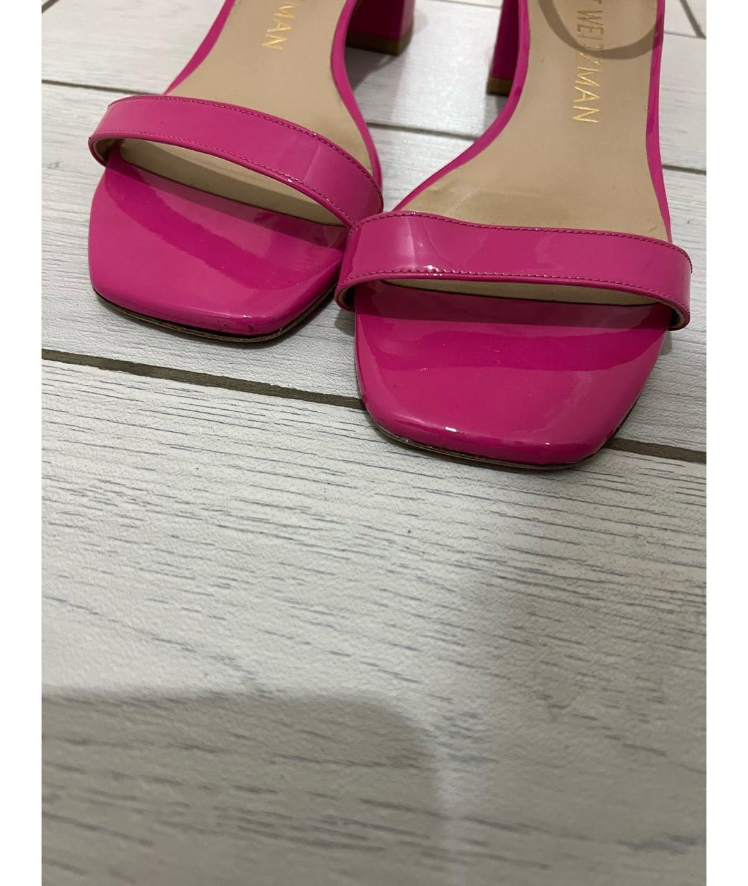 STUART WEITZMAN Розовые босоножки из лакированной кожи, фото 4