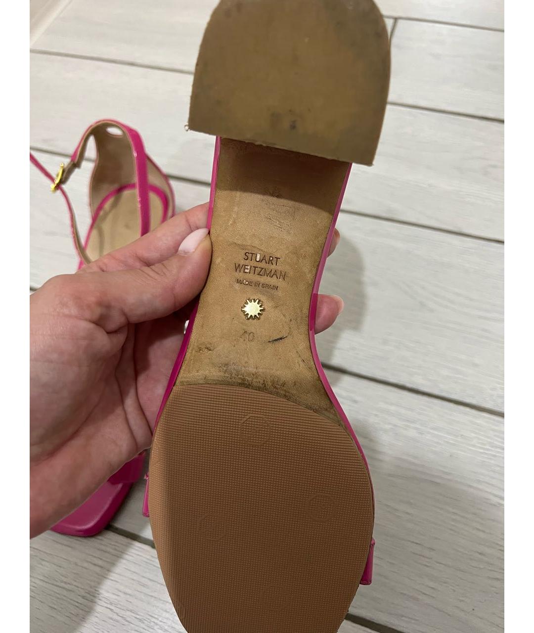 STUART WEITZMAN Розовые босоножки из лакированной кожи, фото 7