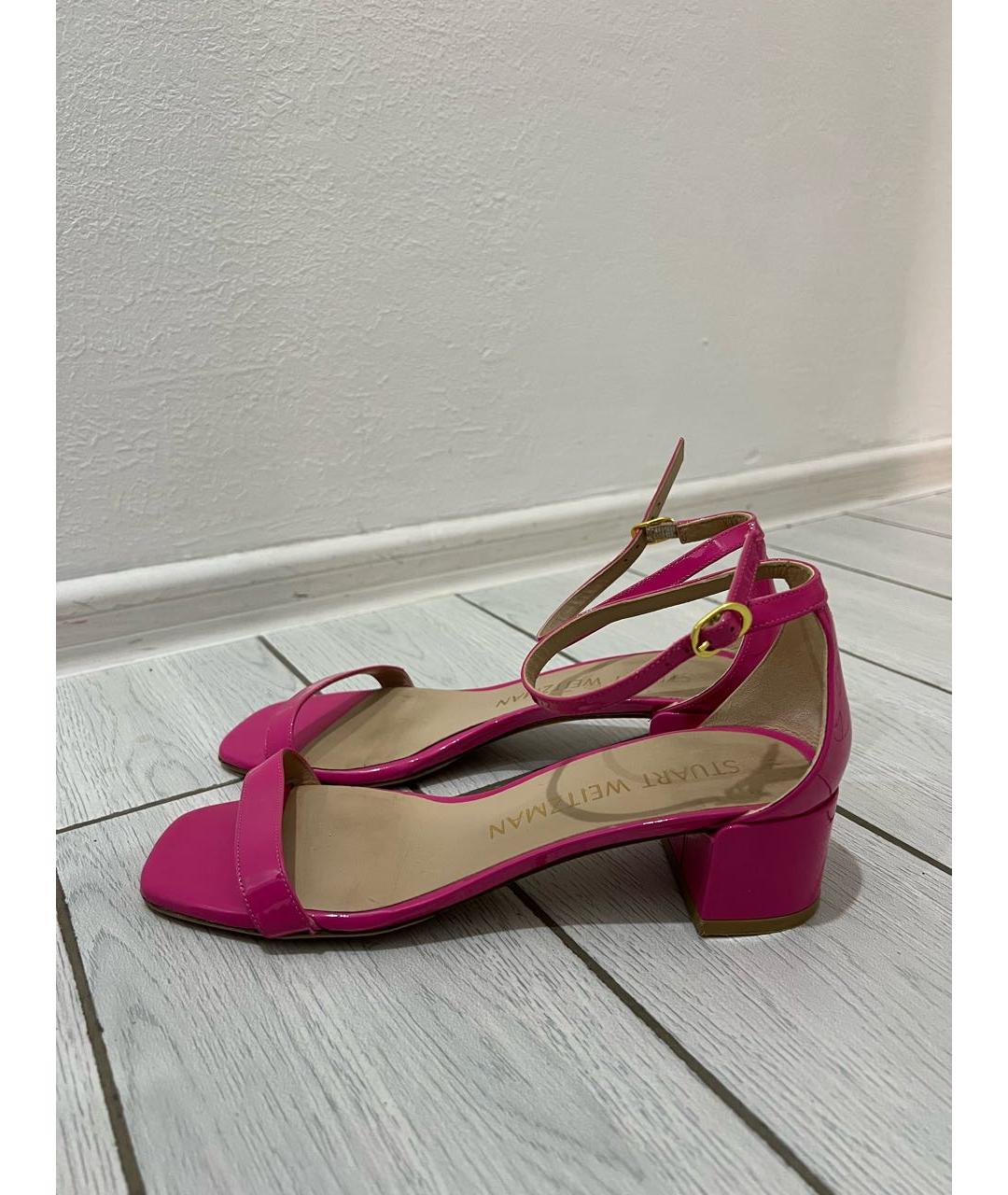 STUART WEITZMAN Розовые босоножки из лакированной кожи, фото 9