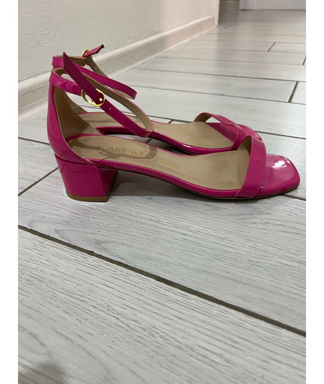 STUART WEITZMAN Розовые босоножки из лакированной кожи, фото 5