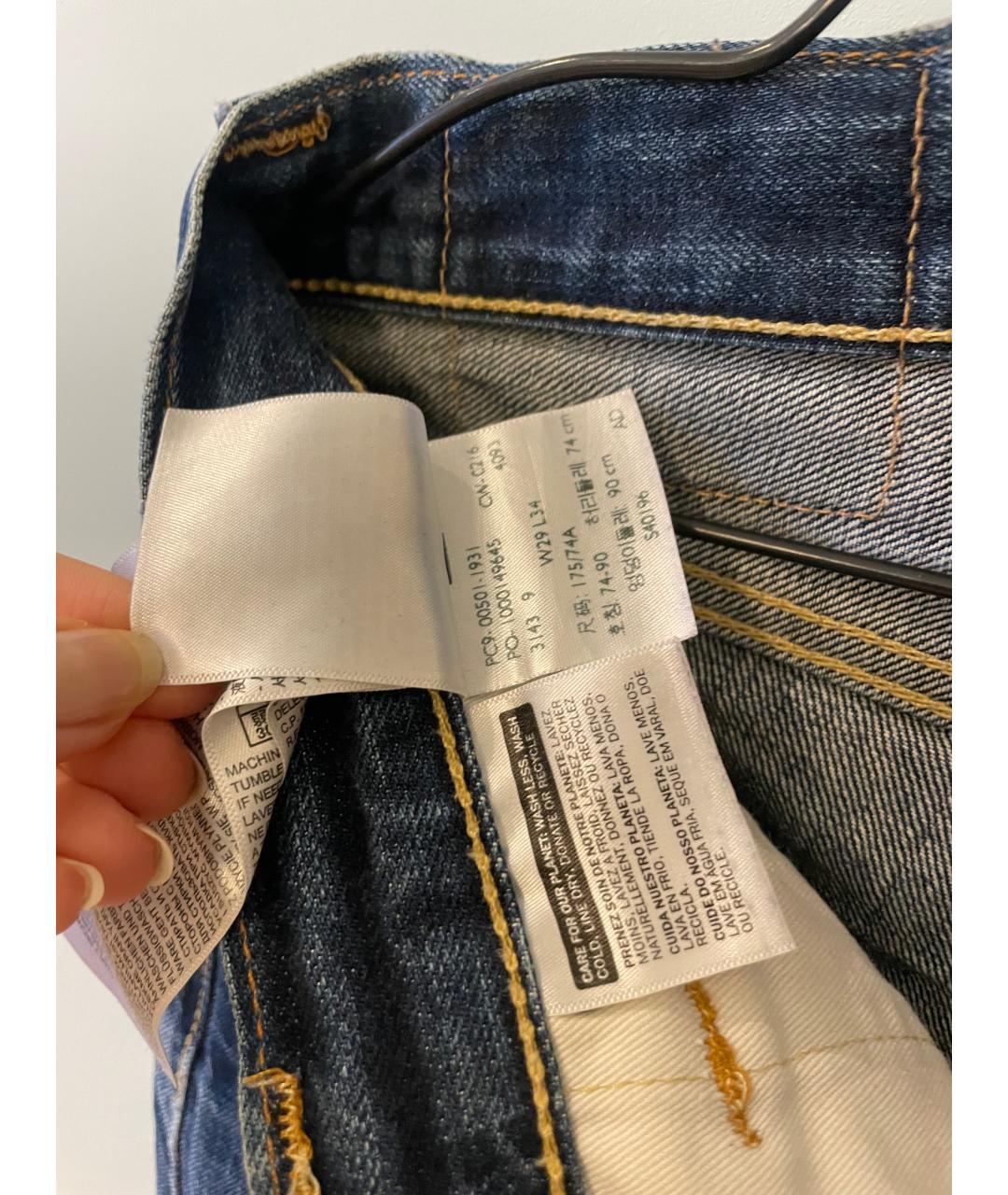 LEVI'S Синие хлопковые прямые джинсы, фото 6