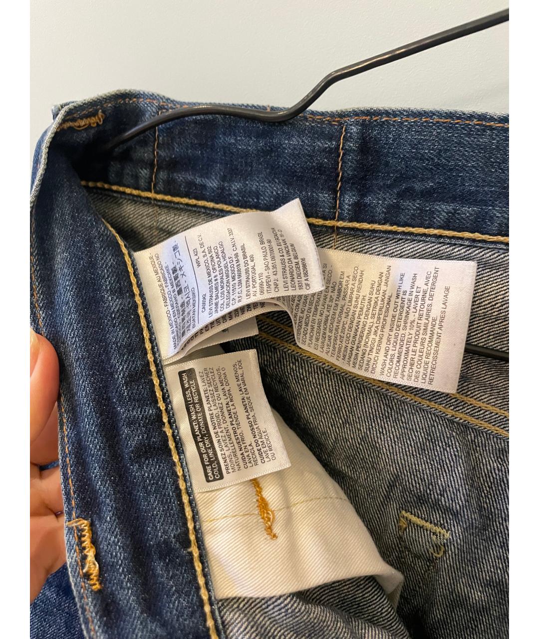 LEVI'S Синие хлопковые прямые джинсы, фото 5