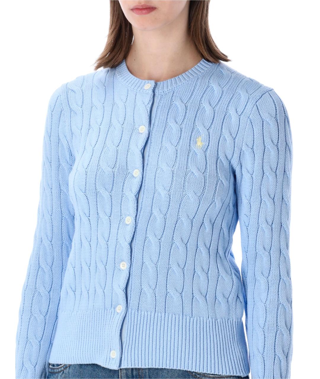 POLO RALPH LAUREN Голубой хлопковый кардиган, фото 3