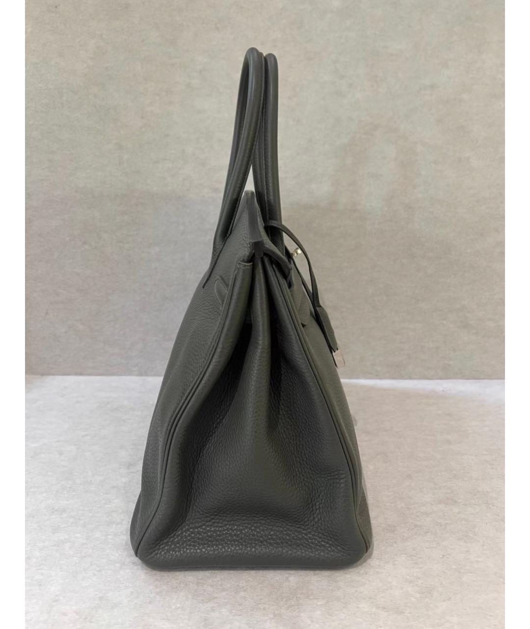 HERMES Антрацитовая кожаная сумка с короткими ручками, фото 6