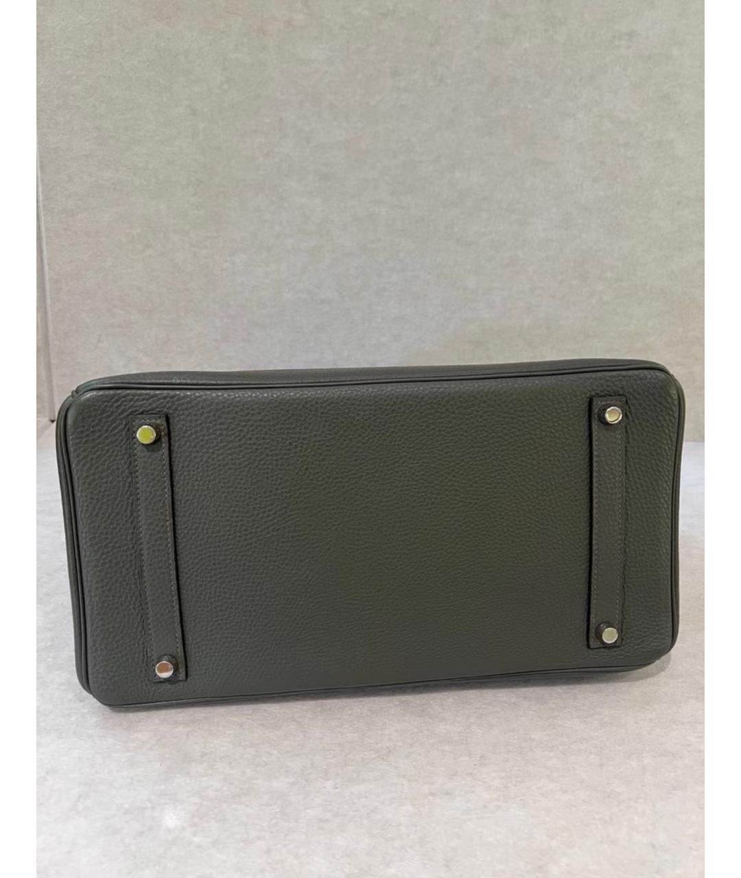 HERMES Антрацитовая кожаная сумка с короткими ручками, фото 7