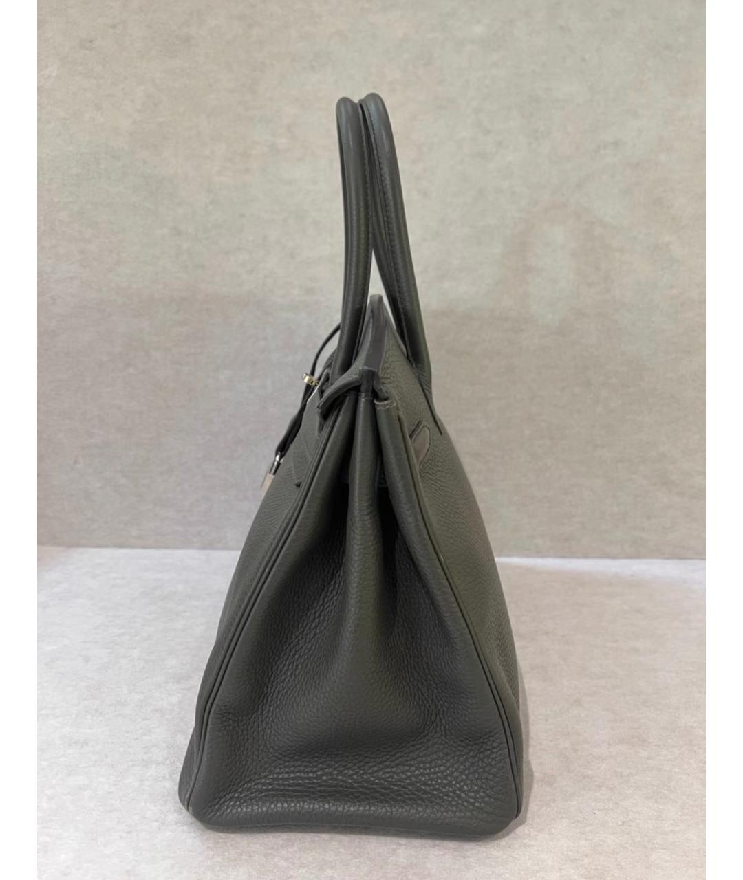 HERMES Антрацитовая кожаная сумка с короткими ручками, фото 5