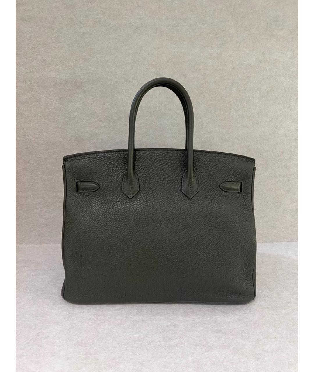 HERMES Антрацитовая кожаная сумка с короткими ручками, фото 4