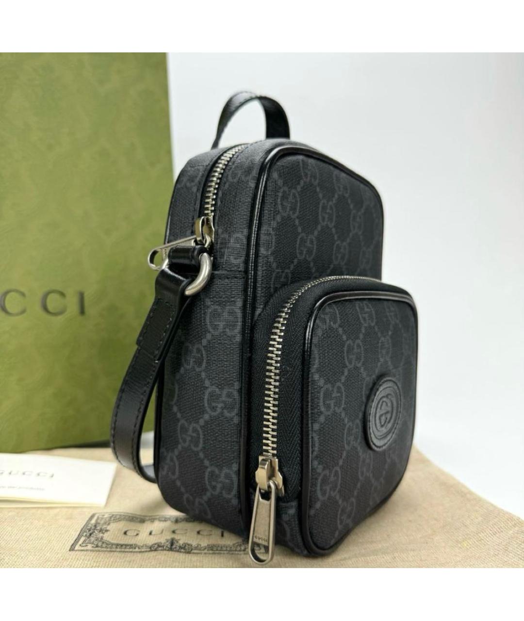 GUCCI Антрацитовая барсетка, фото 3