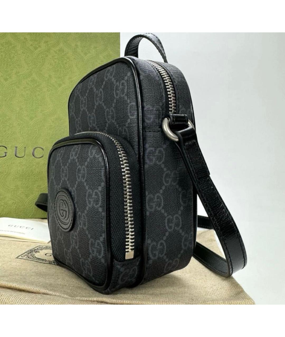 GUCCI Антрацитовая барсетка, фото 4