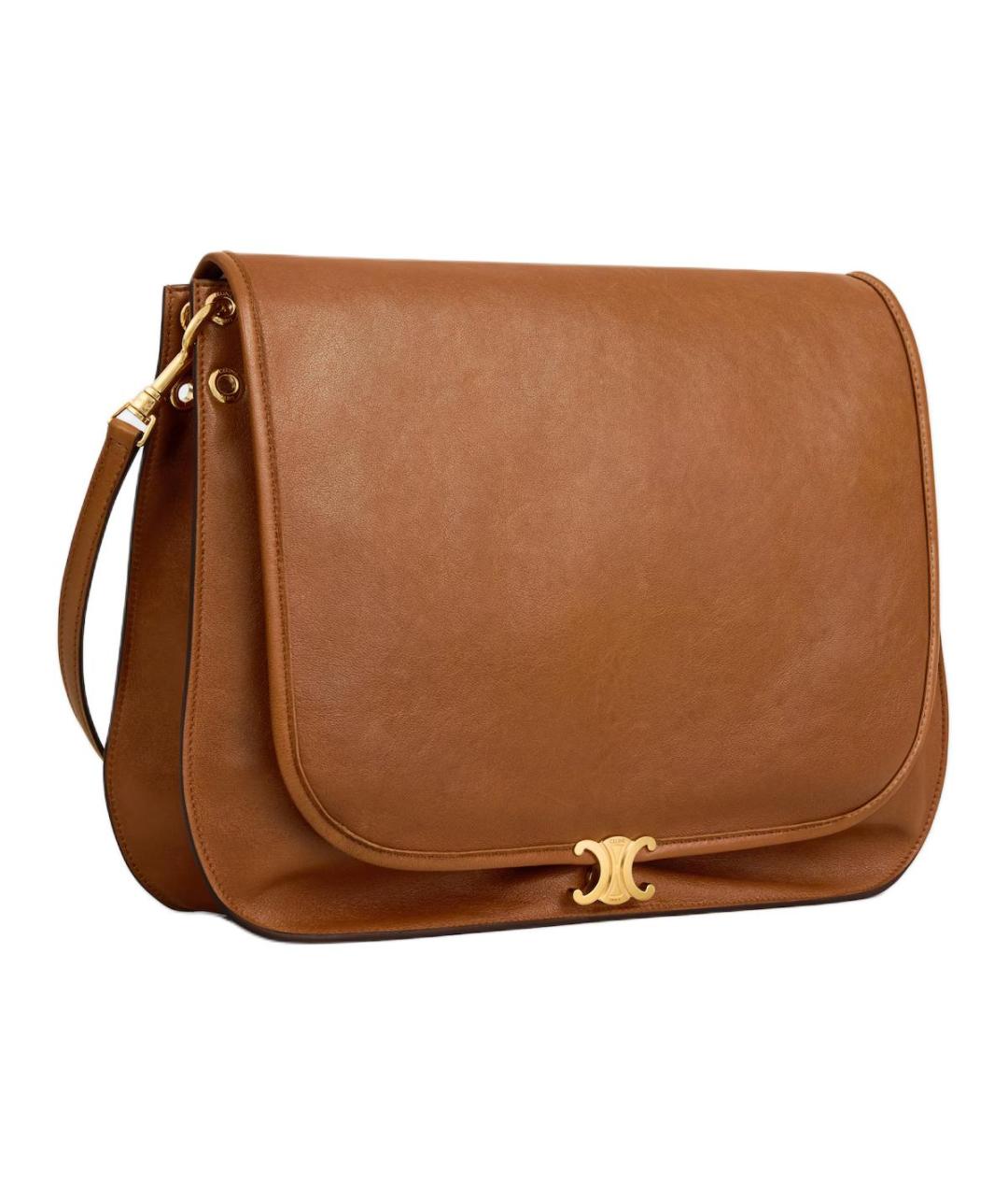 CELINE Коричневая кожаная сумка через плечо, фото 2