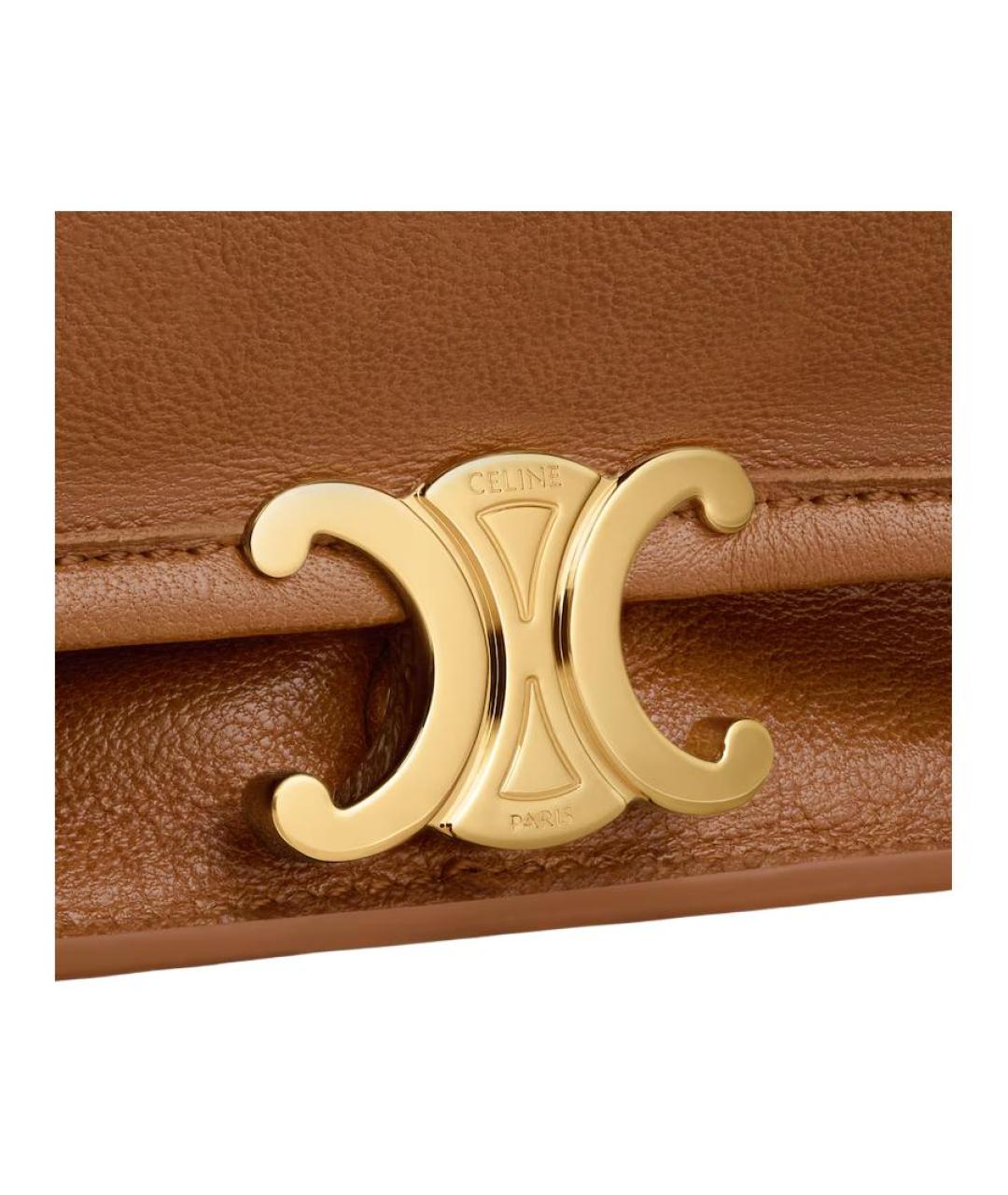 CELINE Коричневая кожаная сумка через плечо, фото 4