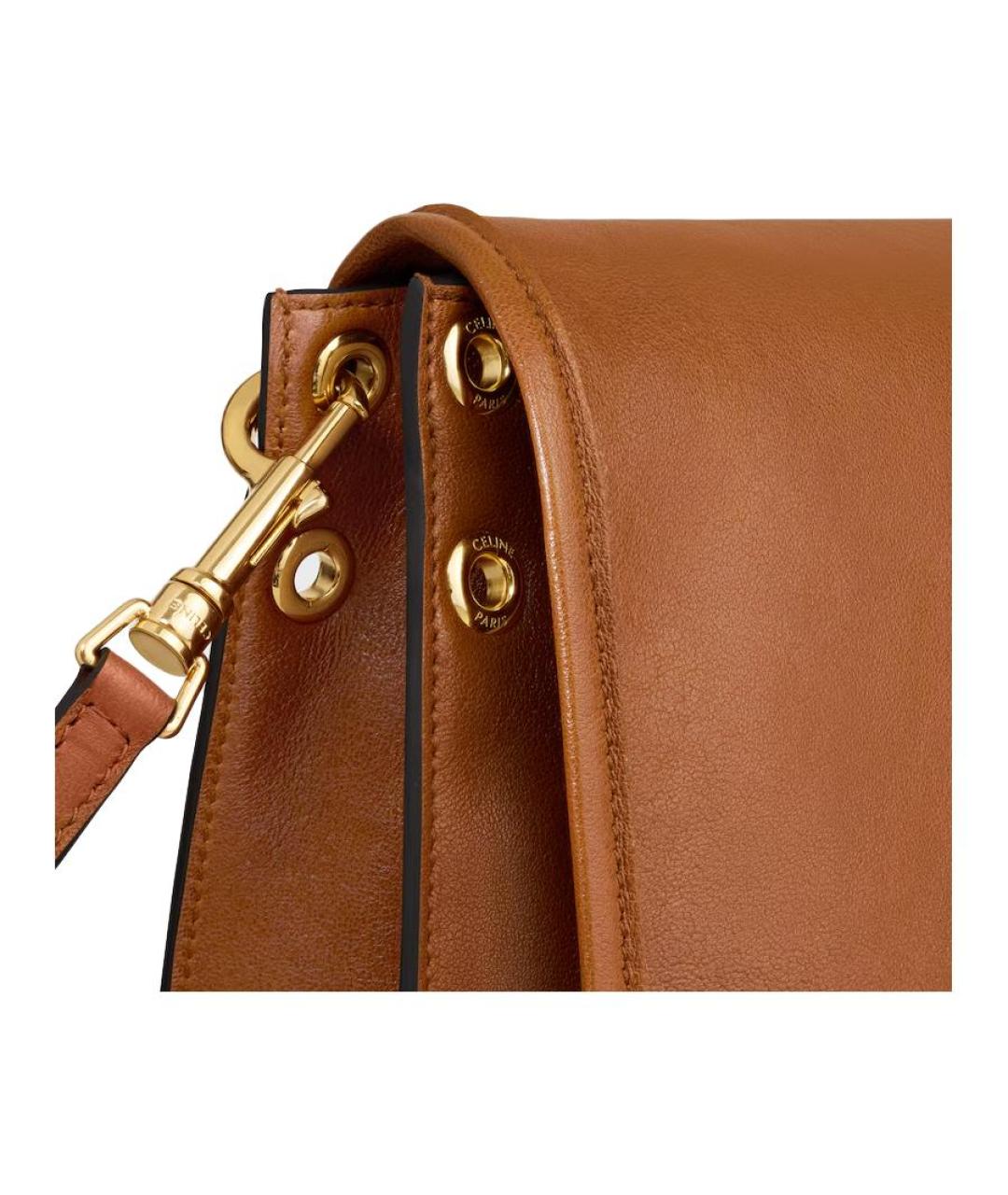 CELINE Коричневая кожаная сумка через плечо, фото 5