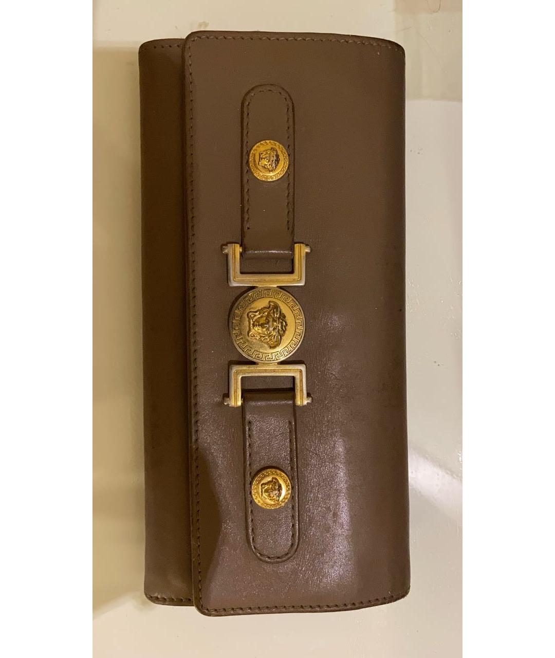VERSACE Коричневый кожаный кошелек, фото 6