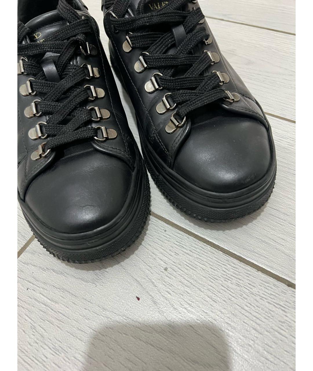 VALENTINO Черные кожаные кроссовки, фото 4