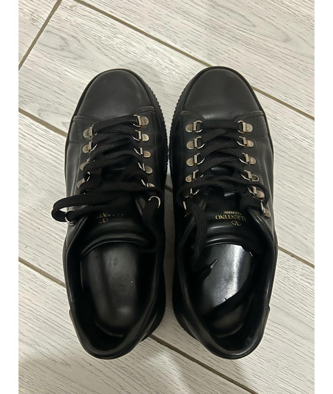 VALENTINO Черные кожаные кроссовки, фото 3