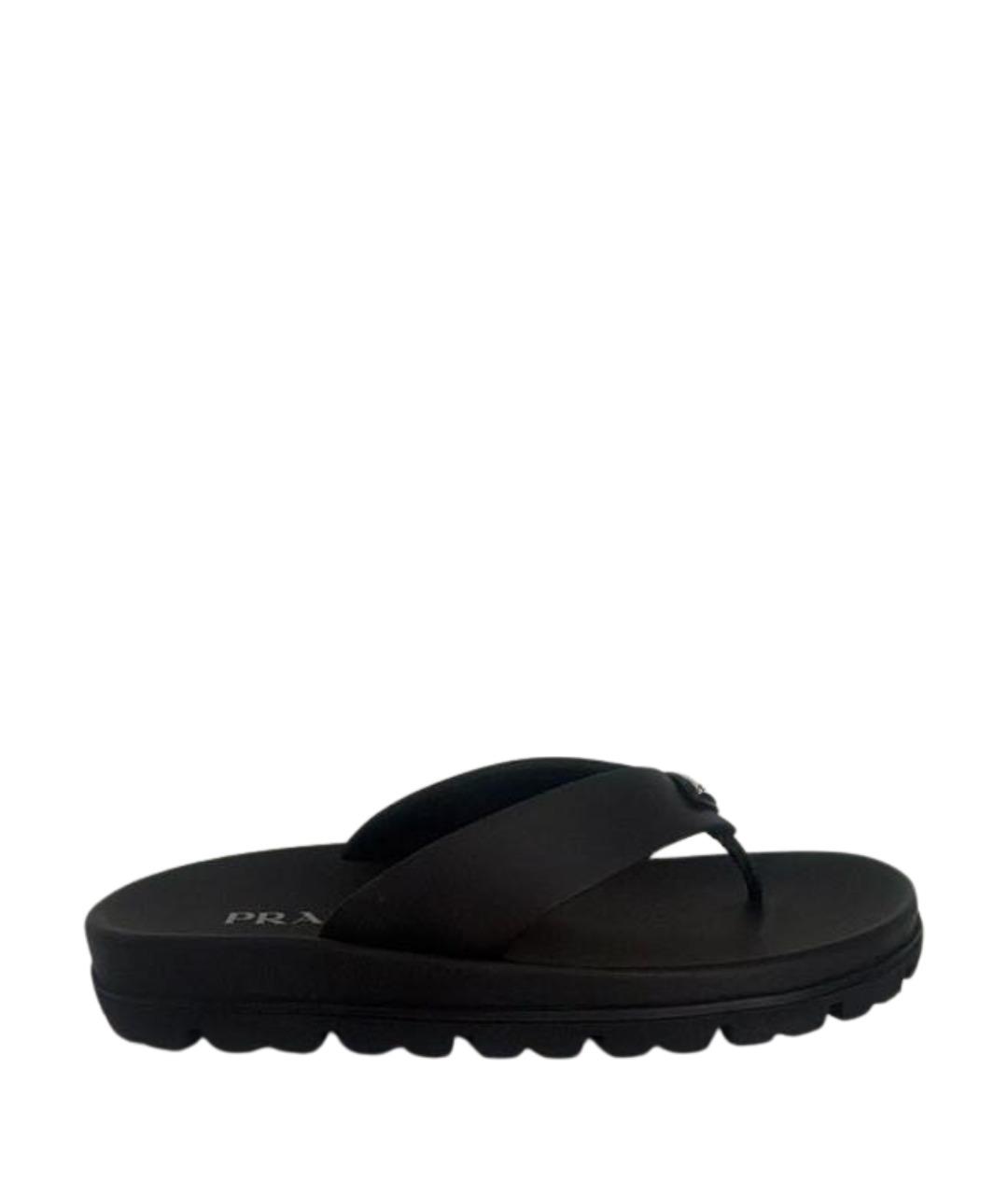 PRADA Черные резиновые шлепанцы, фото 1