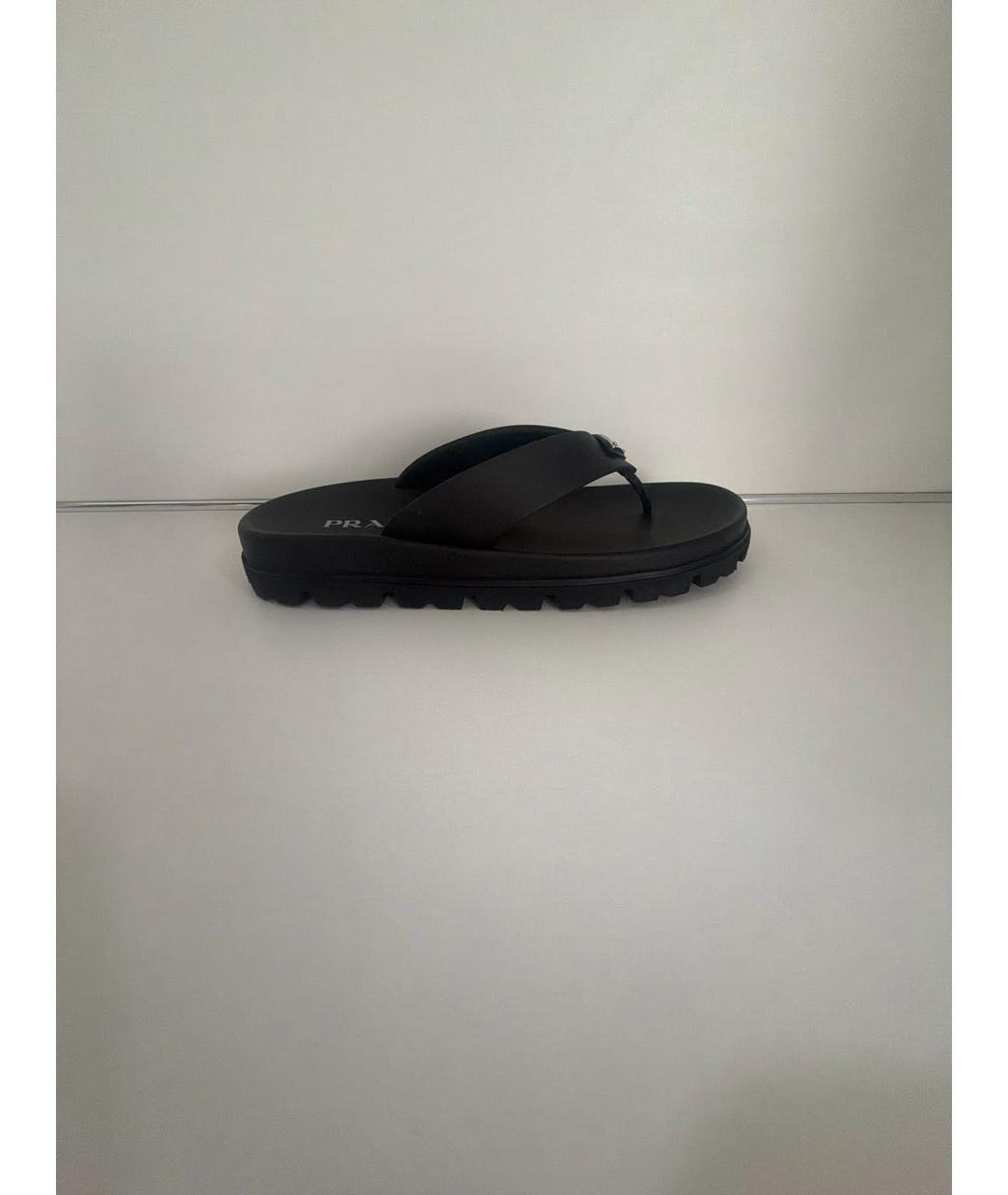 PRADA Черные резиновые шлепанцы, фото 7