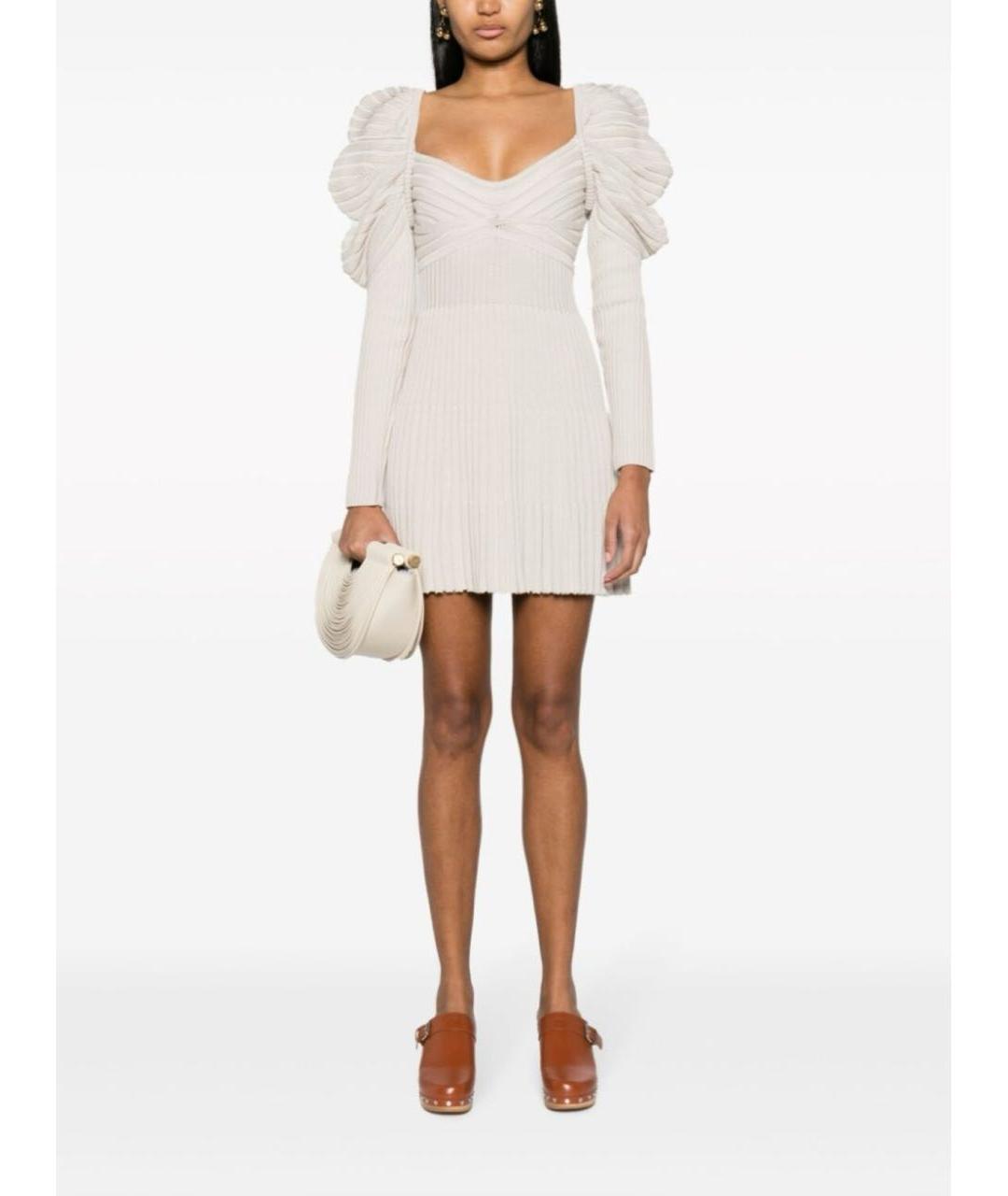 CULT GAIA Бежевое хлопковое коктейльное платье, фото 5